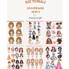 Miray Craft Kız Temalı  6 Sayfa Sticker Seti – Journal & Planner (12×17 Cm)