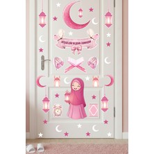 Ayza Tasarım Pembe Ramazan Süsleme Seti - Çocuk Odası Kapı ve Duvar Stickerı - Hoşgeldin Ya Şehr-I Ramazan