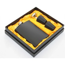 Alvo Store Buğz Paslanmaz Çelik 2 Shot Bardaklı Matara Seti Siyah Renk