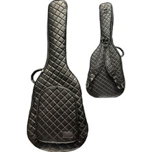 Erga Müzik Klasik Gitar Çantası-Kılıfı-Kalın-Gigbag-Siyah Kapitoneli-Suni Deri