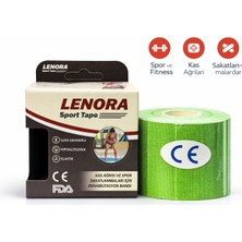 Lenora Sport Tape Kinezyo Bant | Spor ve Fitness Destek Bandı | Esnek, Suya Dayanıklı | Turuncu – Mavi – Kırmızı – Yeşil