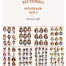 Miray Craft Kız Temalı 8 Sayfa Sticker Seti – Journal & Planner (12×17 Cm)