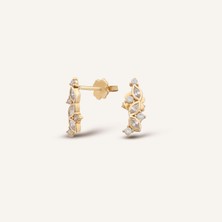 Aja Velora Çok Taşlı Pimli Altın Küpe