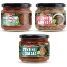 Mezzet Gurme Akdeniz Tadım Seti - Kuru Domates Pesto, Zeytin Tapenade, Zeytin Salatası Vegan (3xürün 300 G)