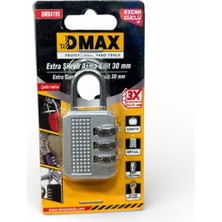 Dmax Ekstra Güçlü 30MM Asma Kilit DMX4195 Gümüş Renk 3 Şifre