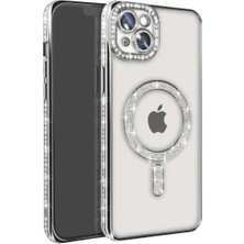 Buğz Iphone 15 Kılıf Joke Simli Magneticsafe Kılıf - Gümüş