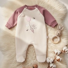 Babyilay Kız Bebek Tavşan Nakışlı Pamuklu Tulum - Patlı Bacak Arası Çıtçıtlı Sağlayan Bebek Body