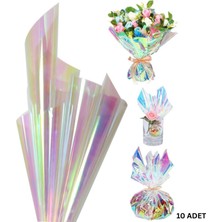 Roco Paper Co. Yanardöner Jelatin Ambalaj Kağıdı,10 Adet 57X57CM,GÖKKUŞAĞI Efektli Çiçek ve Hediye Paketleme Kağıdı