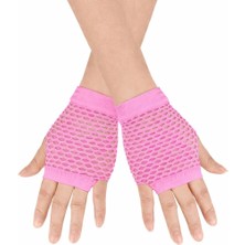 Buğz 80’ler 90’lar Retro Neon Pembe File Parmaksız Kısa Eldiven 11 cm