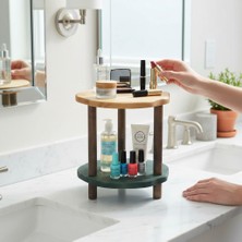 Mobenta Doğal Masif Ahşap Makyaj Organizeri Kozmetik Düzenleyici, Çok Amaçlı Stand – Tier-2 Stand | Tk-Ye