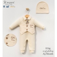 My Baby Kumsal CAYZEN Erkek Bebek Kravat ve Yelek Görünümlü Şık Şapkalı Tulum 3 - 6 ay  1124
