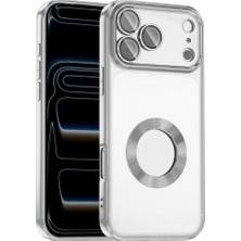 Maks Technology iPhone 17 Pro Kılıf Kamera Korumalı Logo Gösteren Mkst Omega Kapak - Gümüş