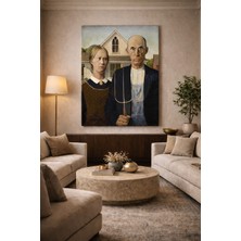 Grant Wood Amerikan Gotiği (1930) Kanvas Tablo