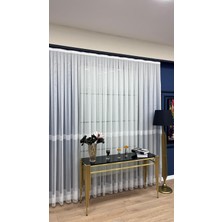 Volper Mekanik 2672 Bantlı Modern Salon Perdesi 1/2,5 Normal Pile Tül Perde (Beyaz)
