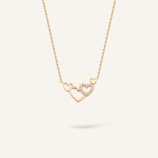 Aja Evira Çok Kalp Figürlü Çok Taşlı Altın Kolye