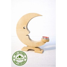Ceren Wooden Boyanabilir Ahşap Ay Mumluk – El Yapımı Dekoratif Tealight Mumluk