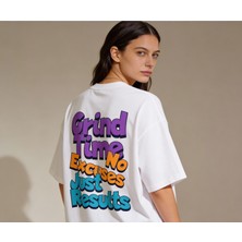 Dune Clothings Grind Time Oversize Pamuk 3 Iplik Beyaz T-Shirt