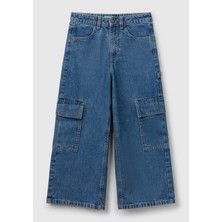 United Colors Of Benetton Mix Kadın / Kız Kj_taş Yıkama Wide Fit Kargo Denim Pantolon Model Kodu: ( 4DW2CE035901)