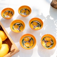 PremiumPort El Yapımı Seramik Limon Desenli 6'lı Sosluk ve Çerezlik Seti