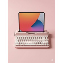 Zilvana Ravelia Retro Kablosuz Klavye Bluetooth + 2.4g Çoklu Cihaz Yuvalı Pembe Siyah