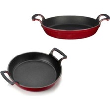 PremiumPort 2 Parça Kırmızı Yuvarlak Sahan Seti, Şık ve Dayanıklı Mutfak Aksesuarı