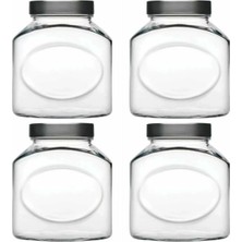 PremiumPort Elips Metal Kapaklı Cam Kavanoz 1500 Cc, 4'lü Set, Şık ve Dayanıklı Tasarım