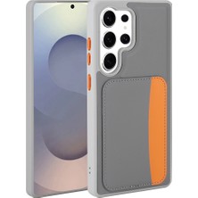 Maks Technology Galaxy S25 Ultra Kılıf Kartlıklı Mkst X-Kart Silikon Kapak - Koyu Gri