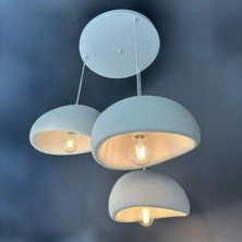 Petra Doğal Taş Efektli 30  cm  Çap 3'lü Modern Beton Avize