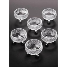 PremiumPort 6'lı Kristal Ayaklı Cam Kase Seti, Çerezlik, Şekerlik, Lokumluk 192ML