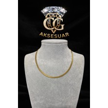 Cg Aksesuar Çelik Italyan Balık Sırtı Altın Kaplama Zincir Kolye