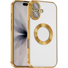 Alan Tech iPhone 17 Kılıf Kamera Korumalı Logo Gösteren Zore Omega Kapak - Gold