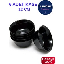 PremiumPort Siyah Temperli Cam Kase Takımı, Çok Amaçlı, 12 Cm, 6'lı Set