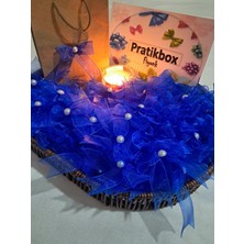 Pratikbox Fiyonk / Tül 2cm'lik / Hediyelik / Süsleme / Lacivert Renk/yarım Inci Boncuklu / 50 Adet