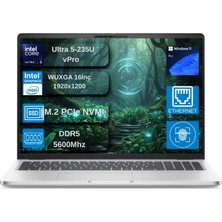 Dell Pro 16 Intel Core Ultra 5 235U 4.9ghz 64GB Ddr5 2tb SSD Windows 11 Pro Intel® Aı Boost 16 Inç IPS Fullhd+ (1920X1200) Taşınabilir Bilgisayar PC1625U5235UEX17