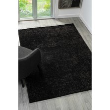 Vitali Home Antik Antrasit Halı Yıkanabilir Kaymaz Taban Şönil Kilim Dokuma Pamuk Taban Kilim 10105A