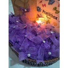 Pratikbox Fiyonk / Tül 2cm'lik / Hediyelik / Süsleme / Lila Renk/yarım Inci Boncuklu / 50 Adet