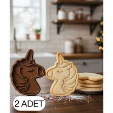 2li Sevimli Unicorn Kurabiye Kalıbı Tek Boynuzlu At Figürlü Çift Parça Şeker ve Oyun Hamuru
