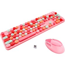 K-yonlineticaret Ally Mofi Sweet 2.4g Retro Kablosuz Q Klavye Oyuncu Klavye ve Mouse SETI-(5775) - KY002K-6RRI04