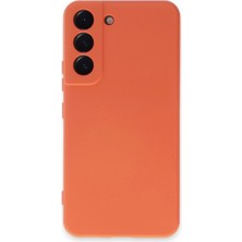 Buğz Samsung Galaxy S22 Kılıf Nano Içi Kadife Silikon - Turuncu