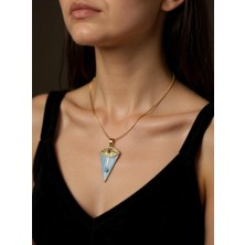 Ezgiarslanatalier Çelik Üçgen Mavi Göz Kolye