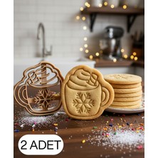 2li Kar Taneli Içecek Kupası Kurabiye Kalıbı Noel Bardak Figürlü Çift Parça Şeker Oyun Hamuru Kesic