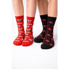 Carnaval Socks Sevgililer Günü hediyesi Özel Tasarım Kutulu Çorap Seti / Romantik Desenli Unisex Hediye Çorap (2’li)