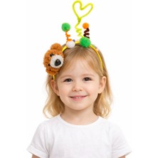 The Littles Kids Peluş Ayıcık Figürlü Kalpli ve Ponponlu Karışık Renkli El Yapımı Kız Çocuk Taç