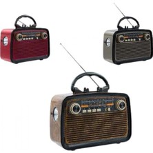 Marsilyan Bluetooth Hoparlör Ahşap Renk Vintage Işıklı Nostaljik Radyo Fm Ahşap Görünümlü