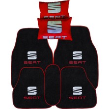 Tusba Market Seat Uyumlu Nakış Işlemeli 5’li Oto Halı Paspas & Dijital Baskılı 2’li Araç Seyahat Boyun Yastığı