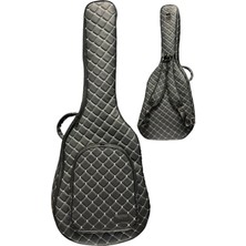 Erga Müzik Klasik Gitar Çantası-Kılıfı-Kalın-Gigbag-Beyaz Kapitoneli-Suni Deri