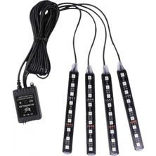 Marsilyan Araç Içi Aydınlatma Kumandalı 12 LED Ayak Altı LED Ambiyans Işığı Sese Duyarlı Kumandalı