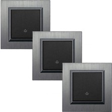 Ovivo Quantum Metalik Siyah Light Anahtar Inox Çerçeve 3 Adet
