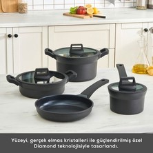 Karaca Biodiamond Indüksiyon Tabanlı 7 Parça Döküm Tencere ve Tava Seti