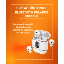 K-yonlineticaret Çift Kulaklıklı Bluetooth Kulaklık – 4 Adet Anc-Enc Şarj Kutulu Dijital Göst - KY002K-6PRUI